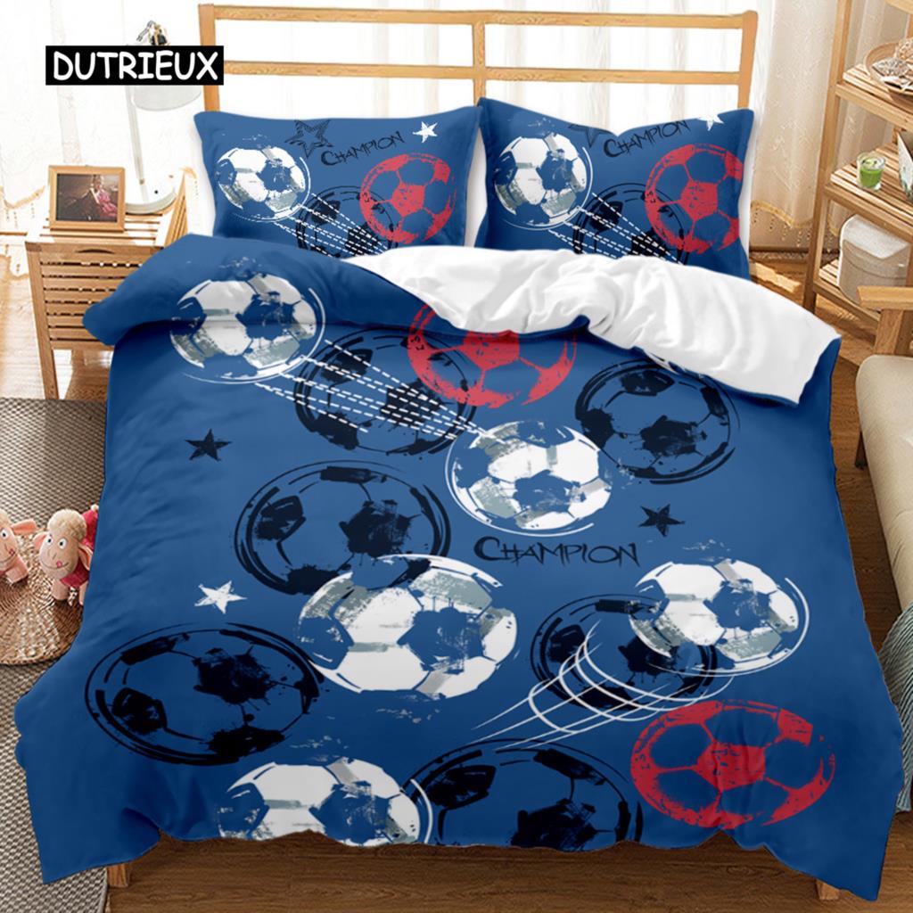 Zestaw Poszwy na Kołdrę z Motywem Piłek Zestaw Pościeli Rozmiar King Koszykówka Futbol Piłka Nożna Baseball Poliestrowa Poszwa na Kołdrę dla Dzieci Nastolatków