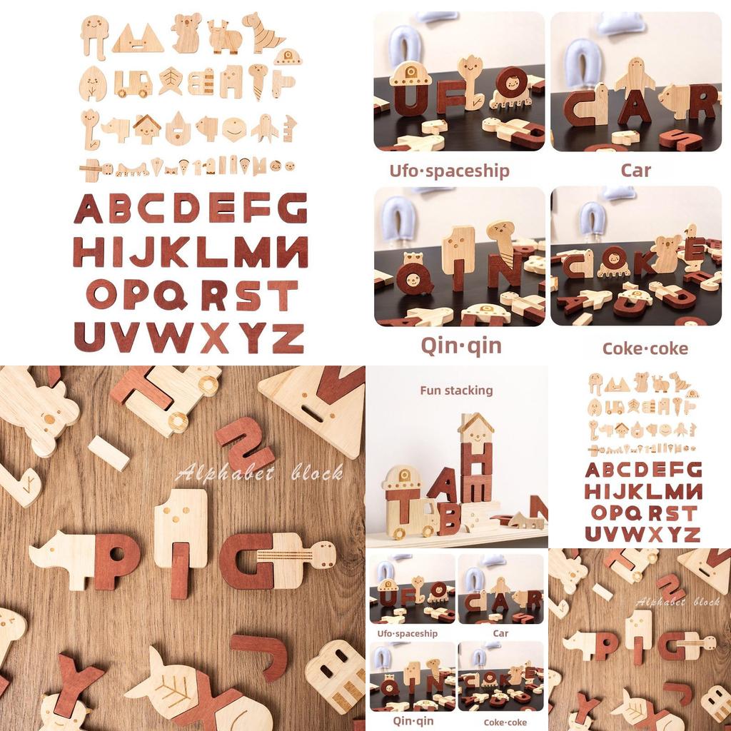 Wooden Alphabet Puzzle For Kids Educational Toy With Word Building And Number Blocks