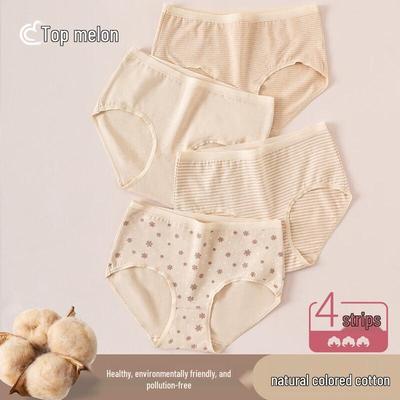 Ding Guagua Women's Cotton Mid-waist Briefs (4-Pack)