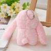 Cute And Realistic Mini Plush Bunny Keychain Soft Long Fur Rabbit Doll In Pink And White
