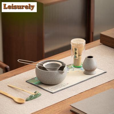 Keramik-Matcha-Acht-teiliges Set Song-Dynastie Teezeremonie-Werkzeuge Schneebesen Schale Hundert-Buch-Ständer Filter Zubehör Teezeremonie