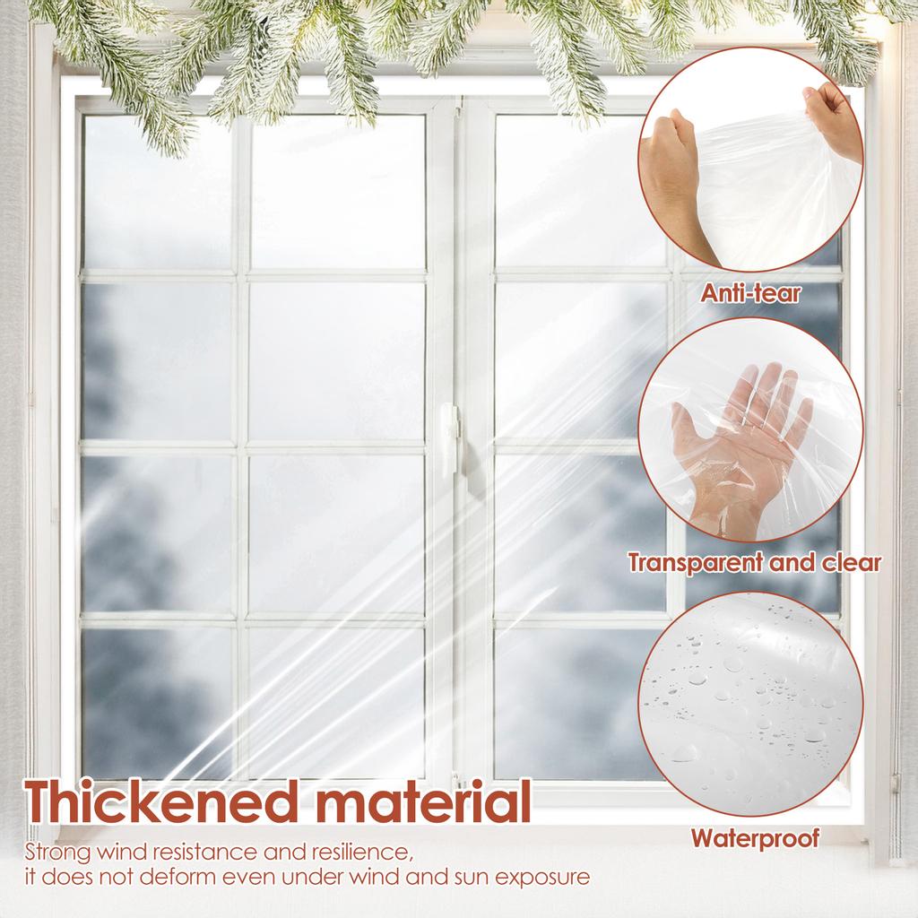 Window Insulation Film Indoor Windproof Winter Warm Window Transparent EVA Winterizing Dustproof Kit DIY Installation