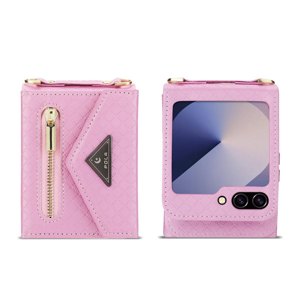 Módní šňůrka Kožená peněženka Pouzdro na telefon Pro Samsung Galaxy Z Flip 7 Flip 6 5 Zflip 4 3 Karty Crossbody Ochranný kryt