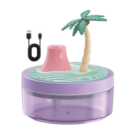 

Mini Desk Humidifier with Landscape Decoration 320ml Portable USB Cool Mist Humidifier with Night Light Auto Shut-off Quiet Air Humidifier for Bedroom фіолетовий