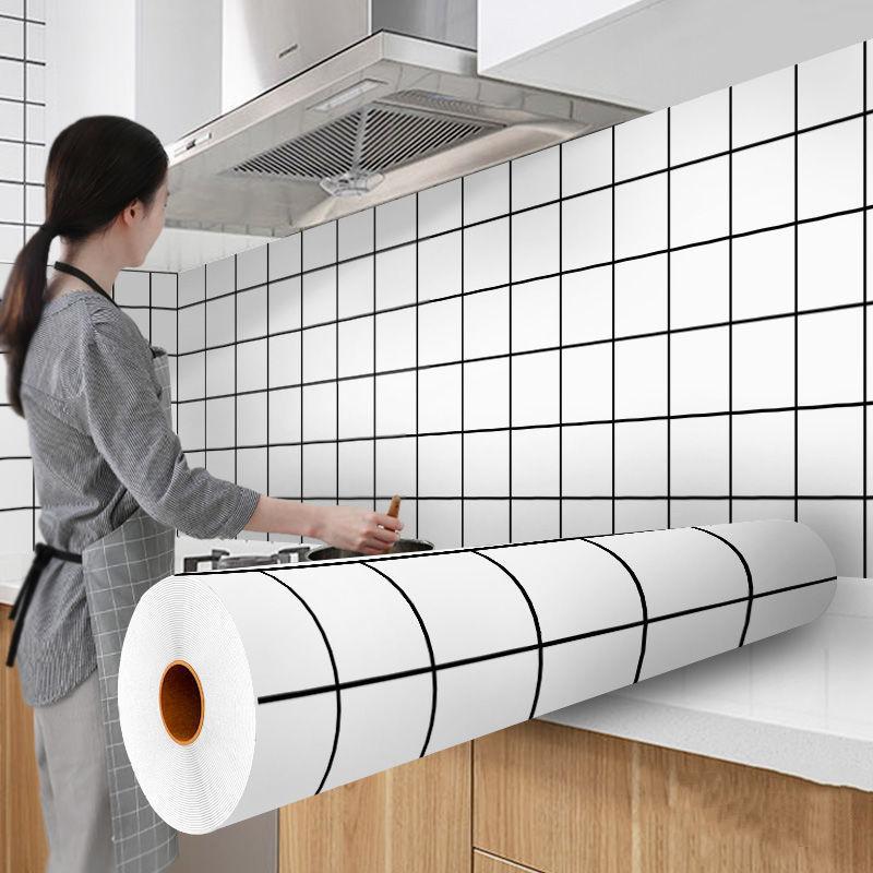Waterproof Wall Stickers Kitchen Oil-Proof Sticker Wallpaper Self-Adhesive Waterproof Moisture-Proof High Temperature Wall