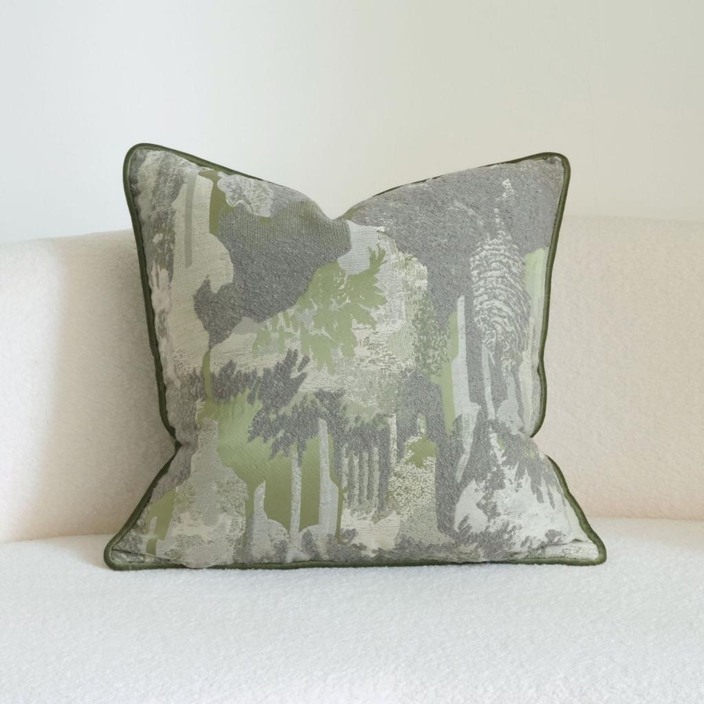 French Retro Green Throw Pillow Cover Wabi-Sabi Style Three-Dimensional Embroidery Sofa Pillowcase Headboard Cushion Covers