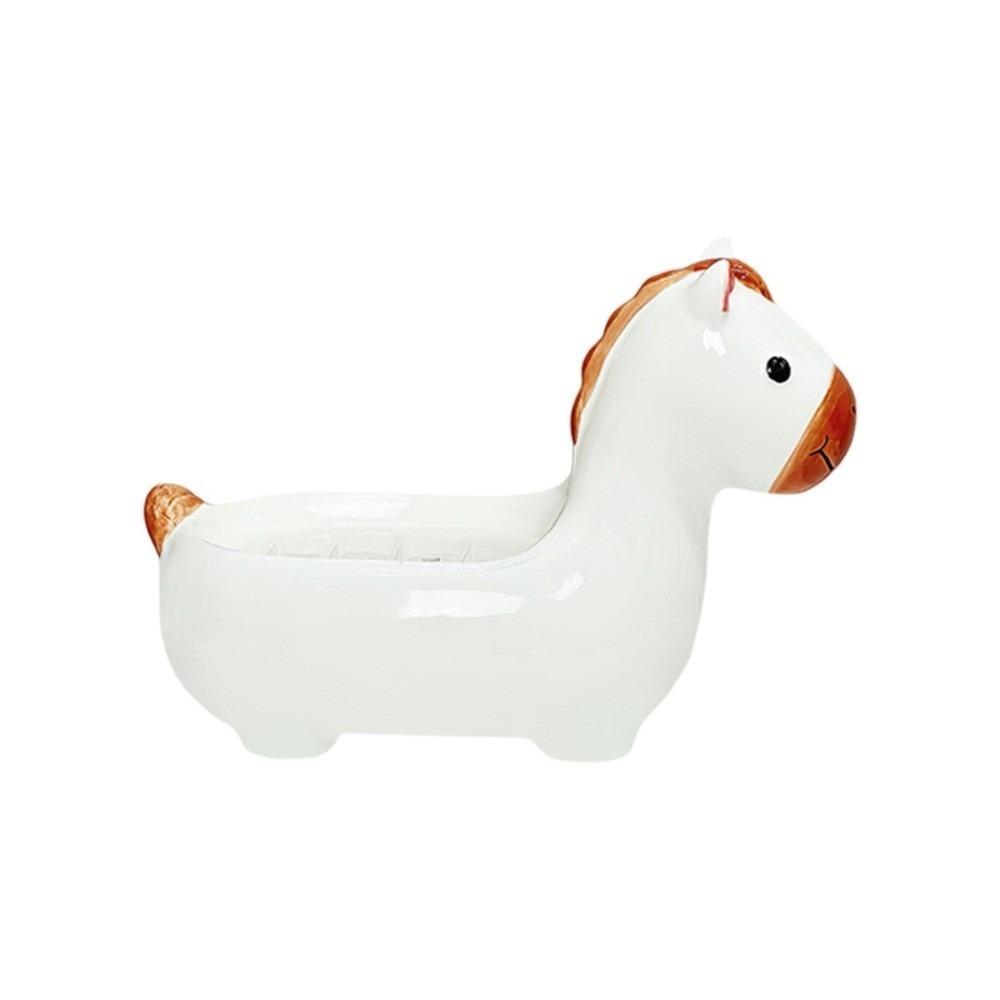 Cute Horse Soap Dish Soap Box Drainable Self Draining Soap Holder Ceramic Soap Container Bathroom Decor Organizer for Sink