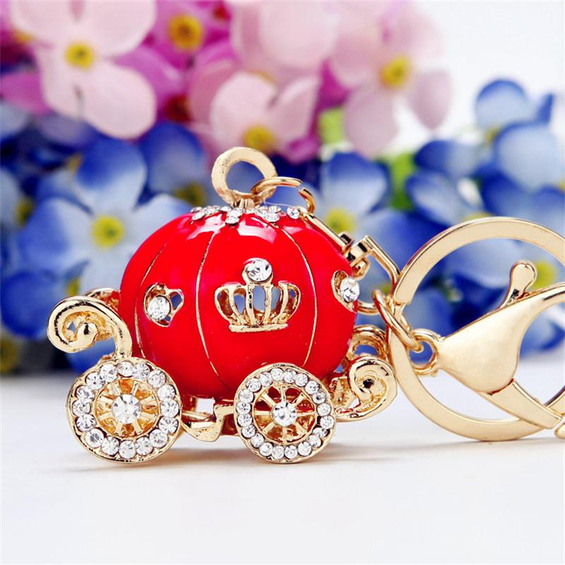 Full Rhinestone Crystal Pumpkin Keychains Car Keyrings Women's Bags Decoration Keychain Gifts Holiday Jewelry