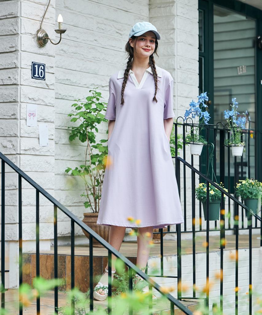Metapeo Met Lovely Summer Collared Dress Lavender