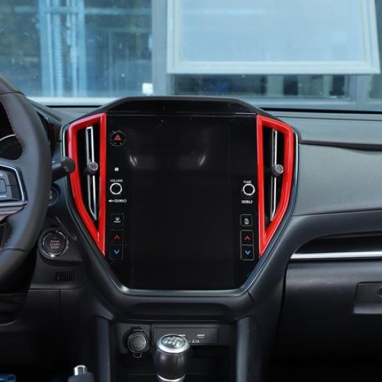 Red ABS Interior Center Air Vent Panel Frame Cover Trim For Subaru WRX -23