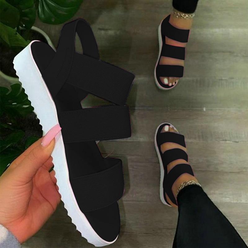 Summer Women Shoes Fashion Hollow Platform Sandals Comfortable Casual Lady Sandals Beach Fish Mouth Flat Sandalies Mujer WSH4612