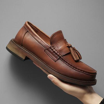 Najwyższej jakości mokasyny z frędzlami męskie formalne buty wsuwane oryginalne skórzane męskie buty luksusowe marki męskie mokasyny ślubne buty żeglarskie