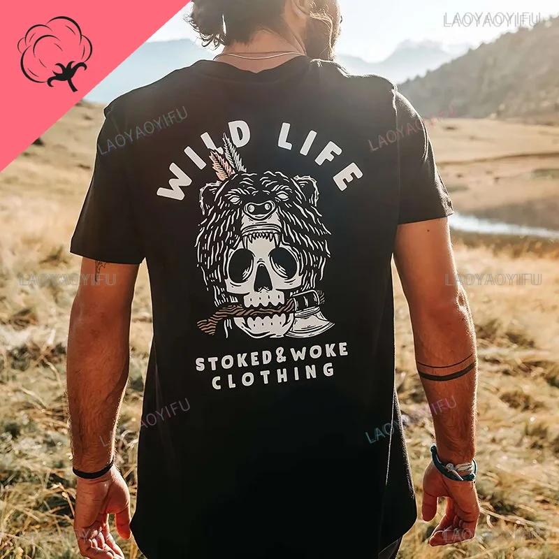 Cool Biker Drinking Beer Skull Graphic Men Cotton T - shirts Summer Punk Rock Clothes Halloween Party Tops Ropa Hombre Camisetas