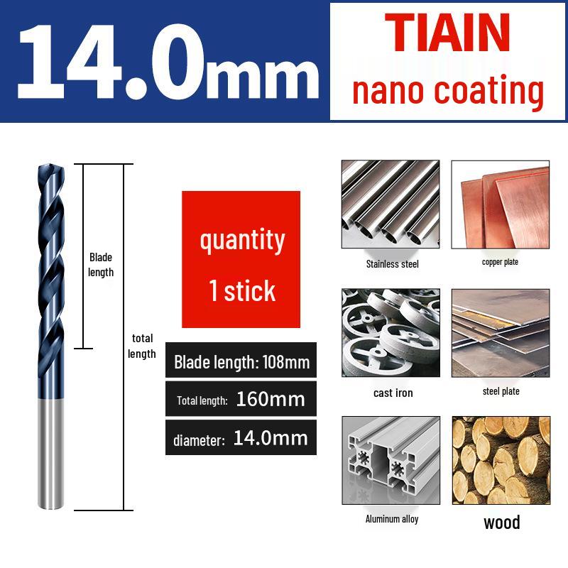 Cobalt-Coated Twist Drill Bit for Iron & Stainless Steel with Nano Coating, Ideal for High-Strength, Hard Material Drilling