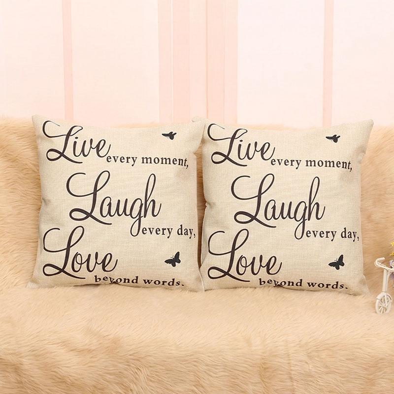 Nieuwe Live Laugh Love Quotes Kussenhoes Woondecoratie Katoenen Linnen Kussensloop