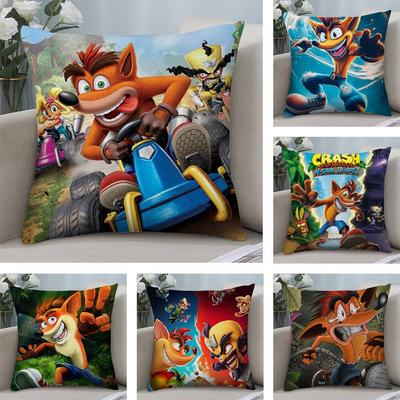 Cartoon Game Crashs Bandicoot Pillow Case Plush Fabric Soft  Pillowcase Double Sided Print Cushion Cover Household Gifts