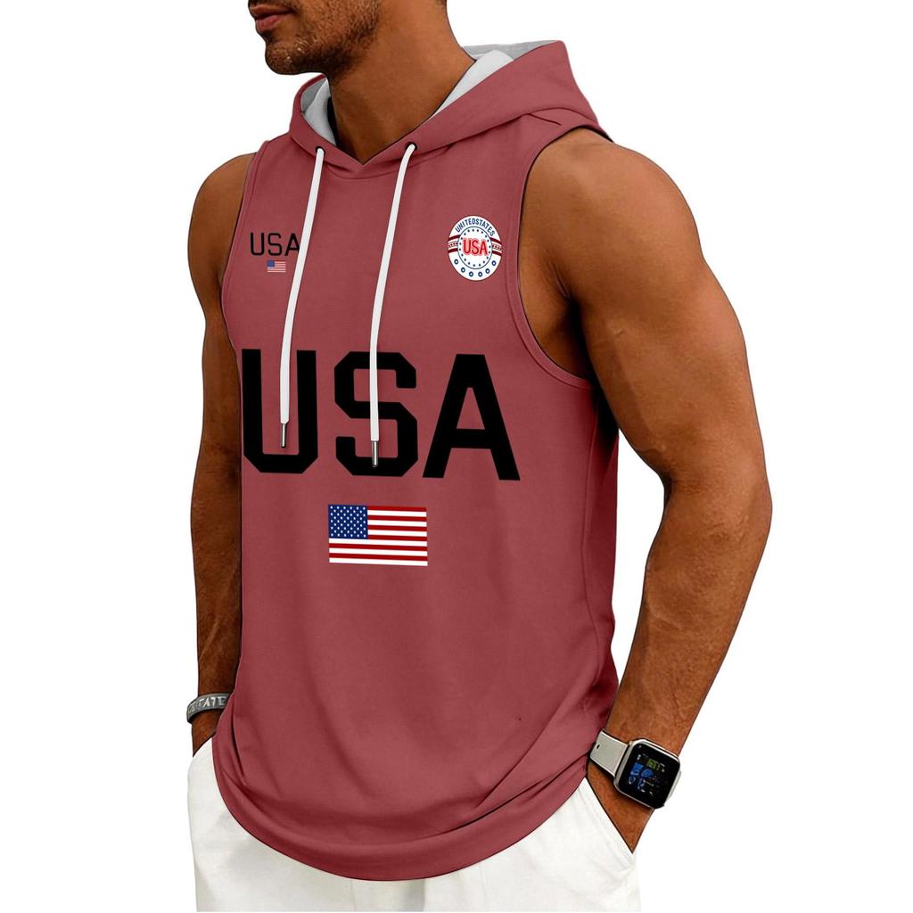 Men's Tank Top Gym Sleeveless Hoodie Shirt Washed Sports Muscle Shirts Fitness Vest With Hood