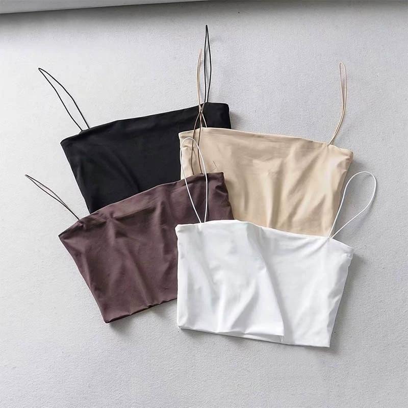 Summer Women's Crop Top Sexy Elastic Cotton Camis Sleeveless Short Tank Top Bar
