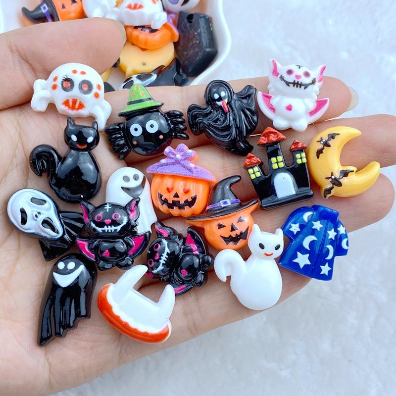 20Pcs New Cute Resin Mini Little Halloween Collection Series Flat Back Manicure Parts Embellishments For Hair Bows Accessories