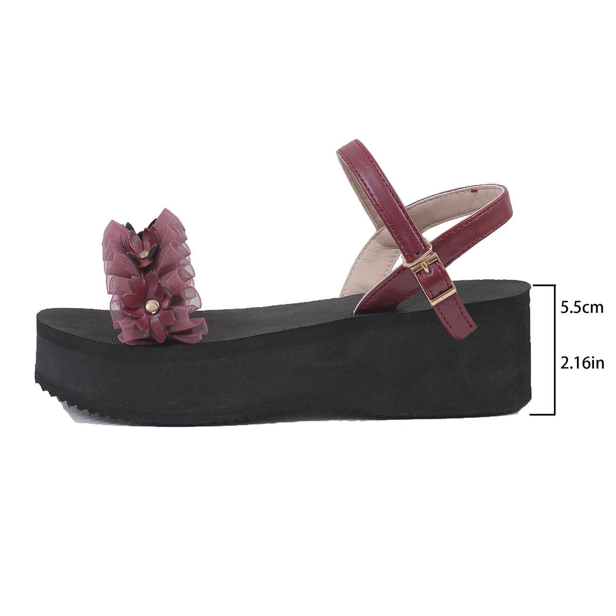 

Новые летние босоножки женские на высоком каблуке с пряжкой из одного слова модные женские босоножки с нескользящим каблуком на толстой подошве пляжная обувь для отдыха на море 43 бордовый