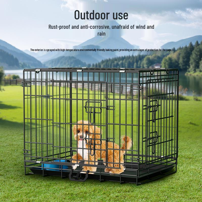 Thickened Wire Folding Dog Cage for Large and Medium Pets