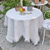 Retro Cotton Yarn Peach Heart Pattern Tablecloth French Simple Romantic Coffee Table Round Table Cover Picnic Cloth Table Cloth