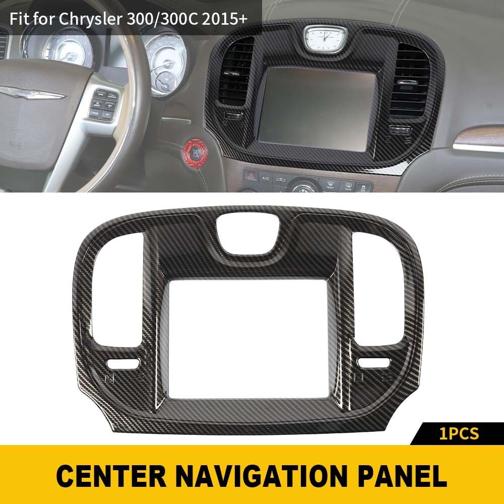 Carbon Fiber Look Central Control Navigation Screen Trim for 2015-2023 Chrysler 300