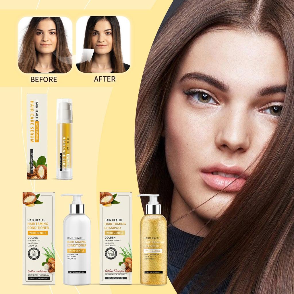 Morocco Argan Oil Shampoo Conditioner Serum Oil SiliconeFree Shampoo And Treatmentfor All Hair Types Conditioner 237ml+237ml+10ml