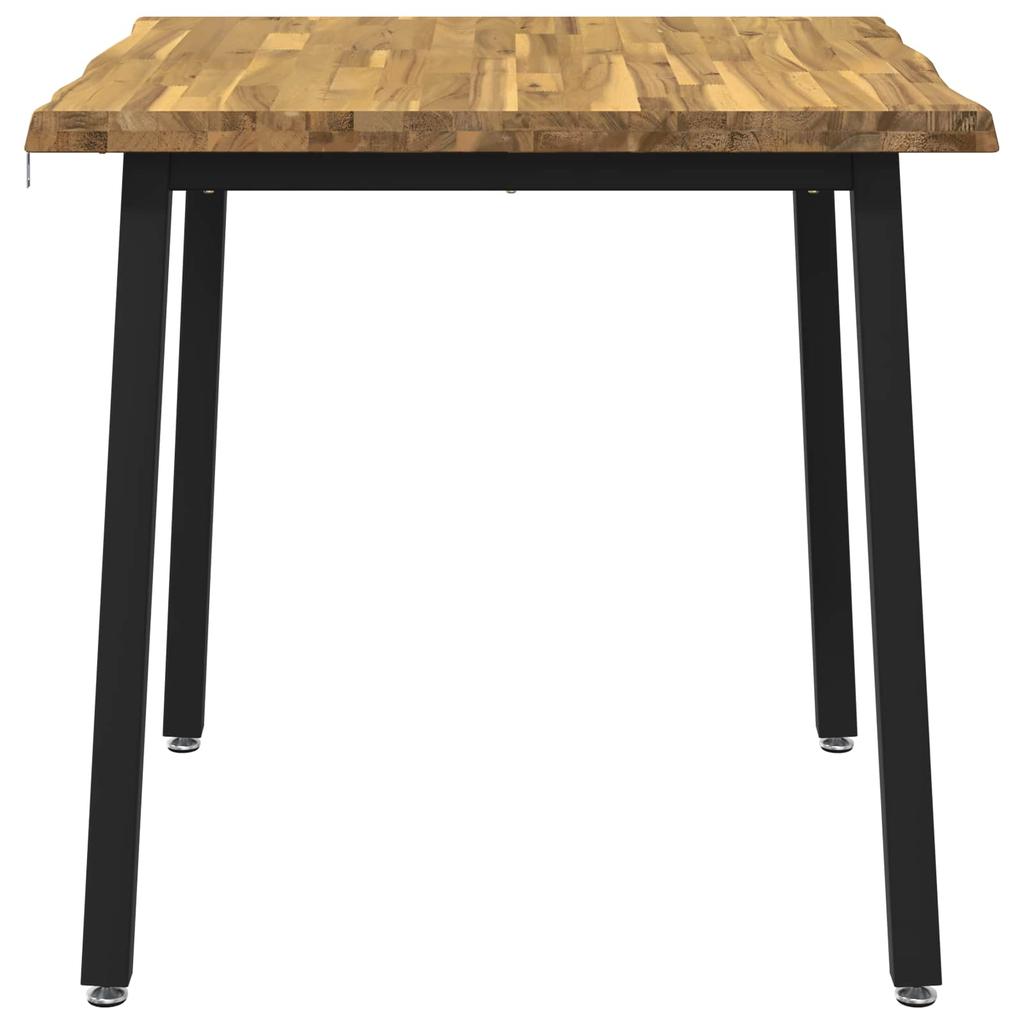 70 x 70 x 75 cm Solid Acacia Wood White and Black Square