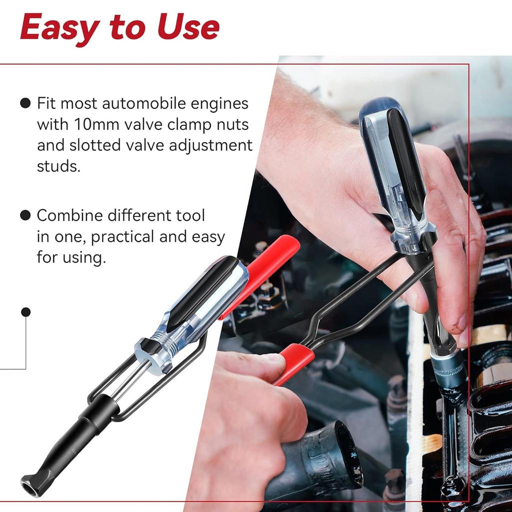 Lock Nut Valve Wrench Jam Nut Valve Adjustment Tool Stainless Steel 10mm Lock Nut Valve Adjustment Tool with 7 1/2in Long Handle