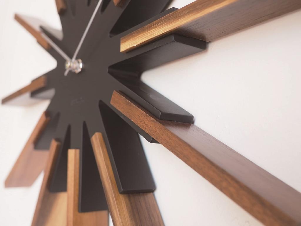 Interform Sirio Wall Clock Wood Sweep Movement 44cm CL-3346BK Black/White