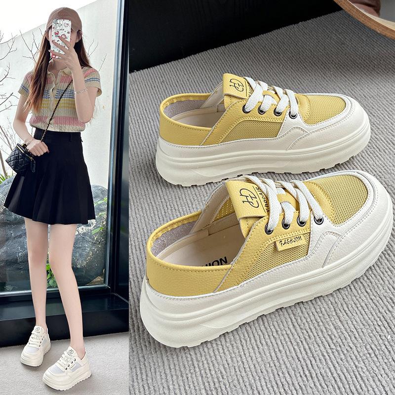

Little white shoes women s board shoes women s shoes lightweight leather mesh new versatile spring and summer 2025 two wear mesh surface breathable in 40 жёлтый