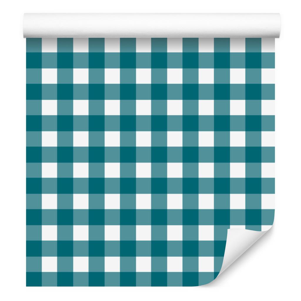 Colorful retro checkered wallpaper, turquoise and white, turquoise background, 50x1000