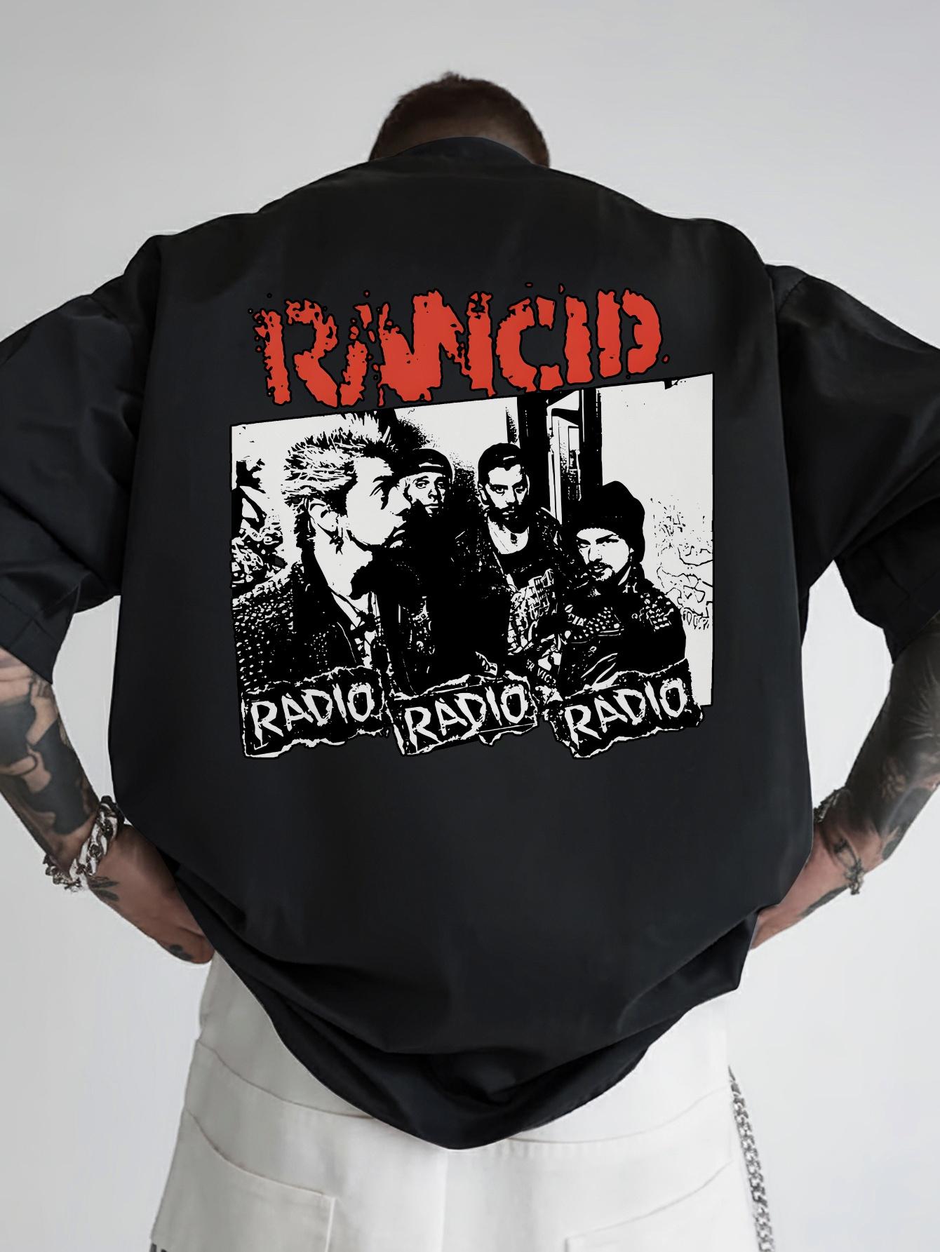 

Vintage Rock Band Graphic T-shirt - Black Short Sleeve Round Neck Tee with Back Print Featuring STRAY CATS S