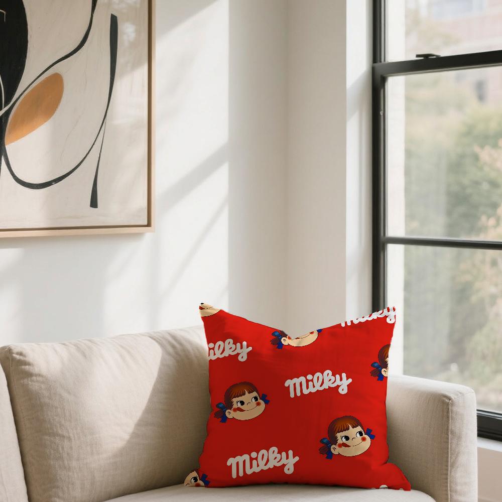 Cute F-Fujiya Peko Chan cushion cover For Sofa Car Office Cafe Soft And Comfortable Double-Sided Printing Pillow Cover