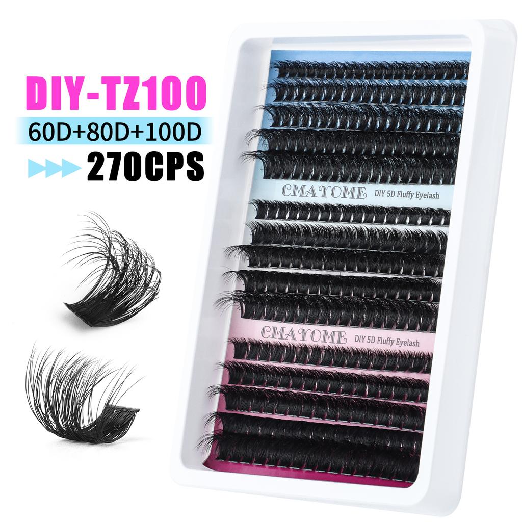 Thick 300-Cluster D-Song Mixed False Eyelash Set 10-18M Curled Diy Segmented Eyelashes