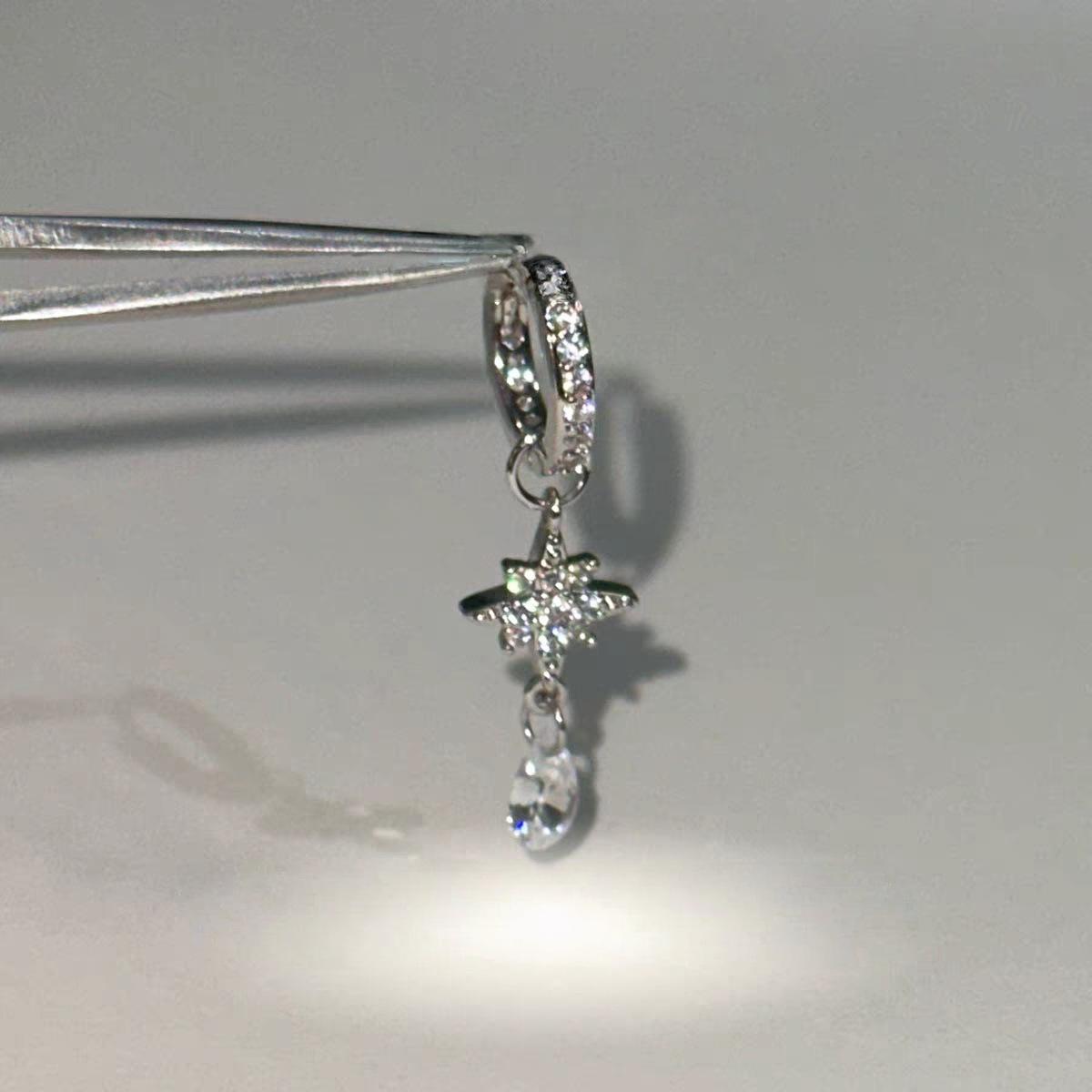 

Punk Zircon Star Pendant Earrings for Women Fashion Geometric Transparent Crystal Tassel Hoop Earrings Y2K Wedding Jewelry Gifts