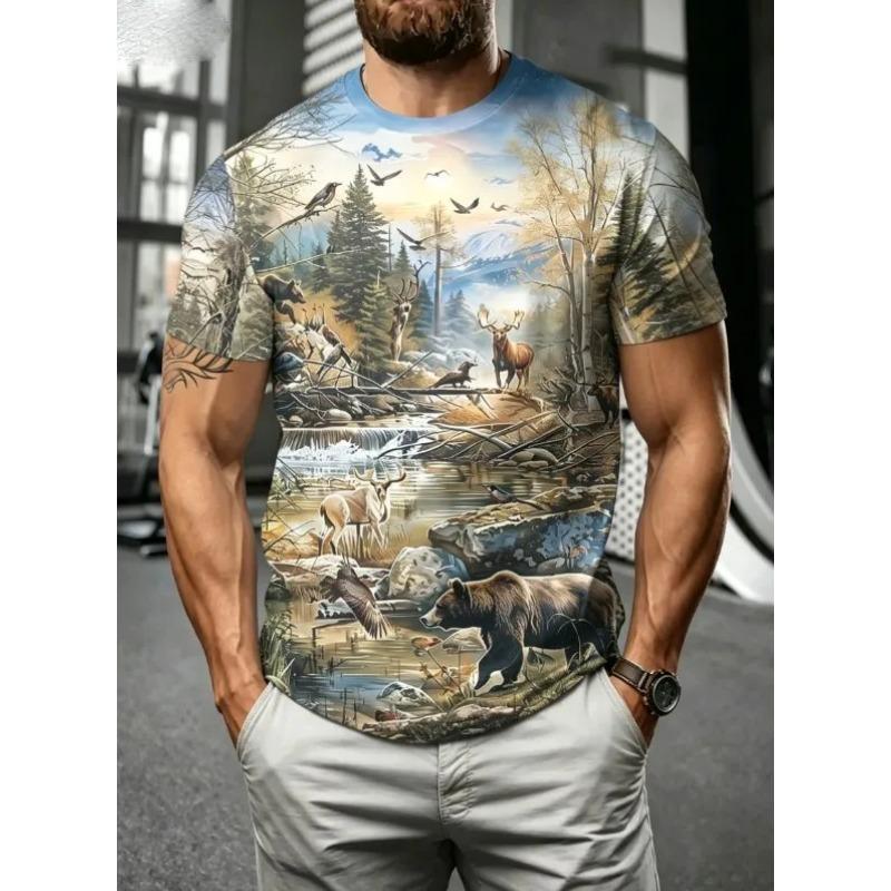 Summer Men's Print Crew Neck T-Shirt