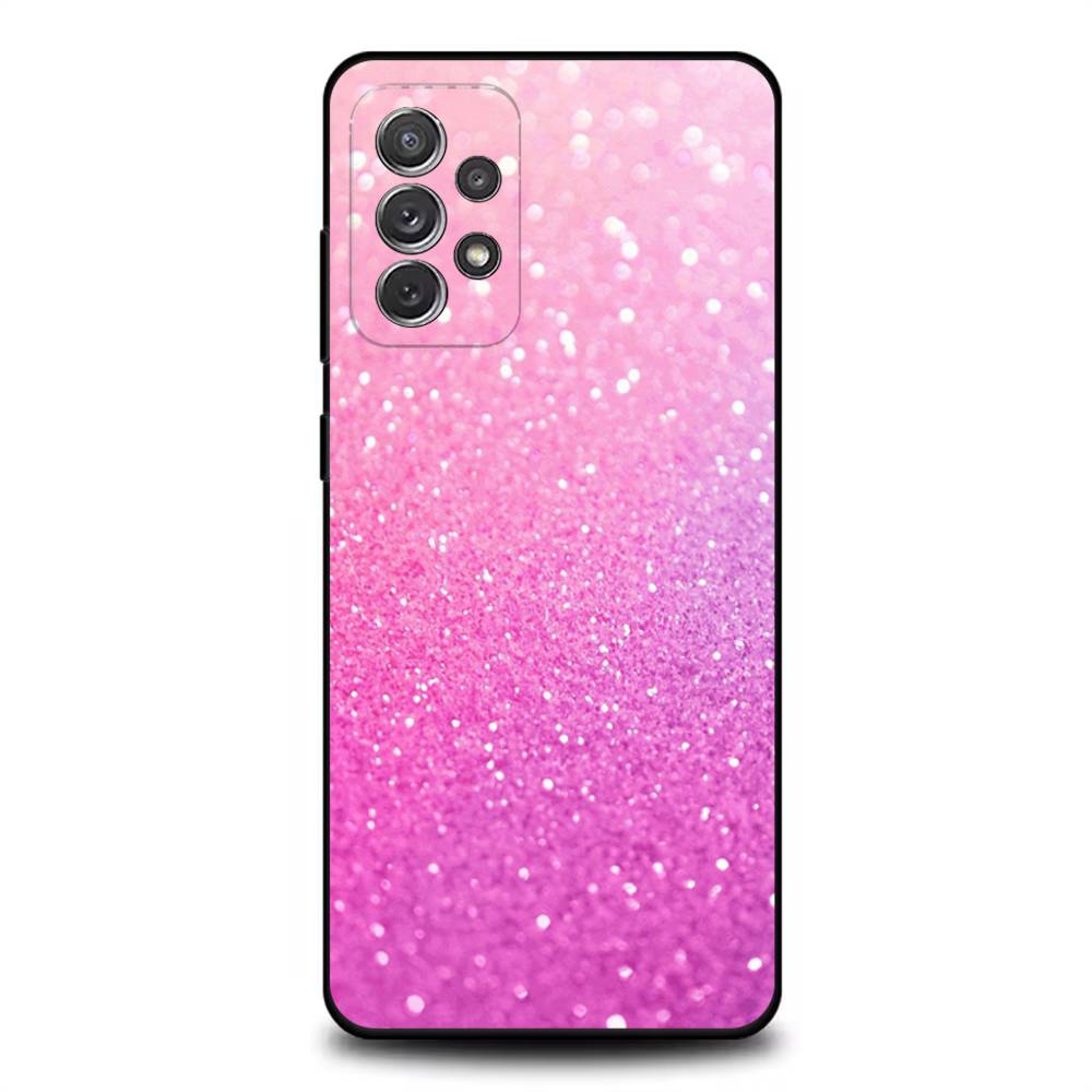 FHNBLJ Gold Pink Glitter Phone Case For Samsung S25,S24,S21,S22,S23,S30,Ultra,S20,Plus,Fe,Lite,Note,10,9,5G Black Cover
