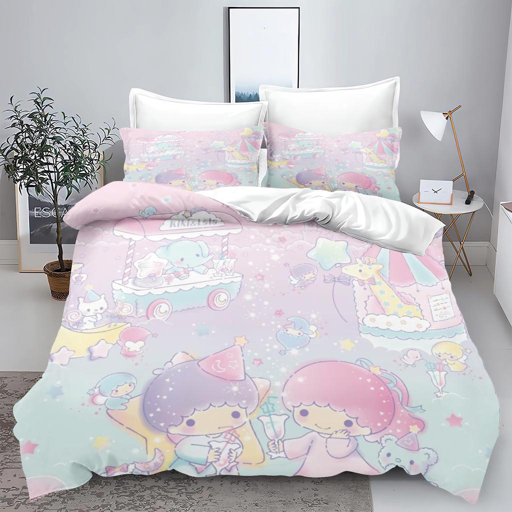 Little Twin Stars Sanrio Bedding Sets Cute Comforter Cover Bed Cover Duvet Cover Pillow Case 2-3 Pieces Sets Kids Adult Size