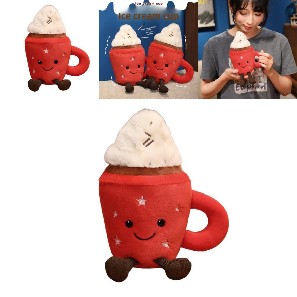 Peluche a forma di coppetta da gelato in tessuto a pelo corto per regalo per bambini e decorazione per la stanza dei bambini