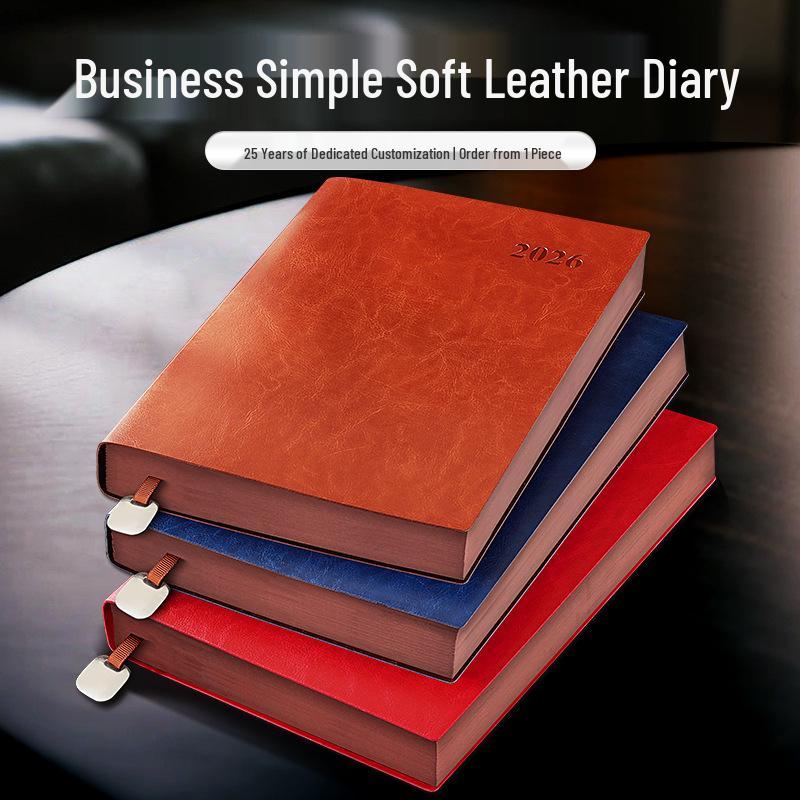 2026 A5 Planner: Soft Leather Cover, Annual Calendar, Custom LOGO Efficiency Notebook