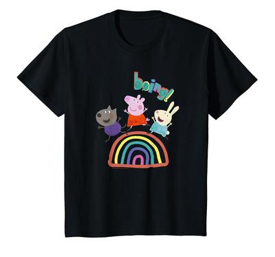 Børn Peppa Gris Venner Springer Og Har Det Sjovt Over Regnbue Boing! T-shirts