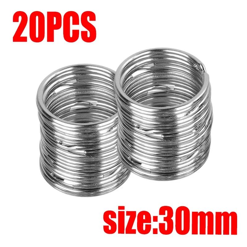 20/50/100pcs Metal Keyring Keyfob Stainless Steel Anti-rust Key Holder Keychains Pendant Key Ring 30mm/25mm/20mm