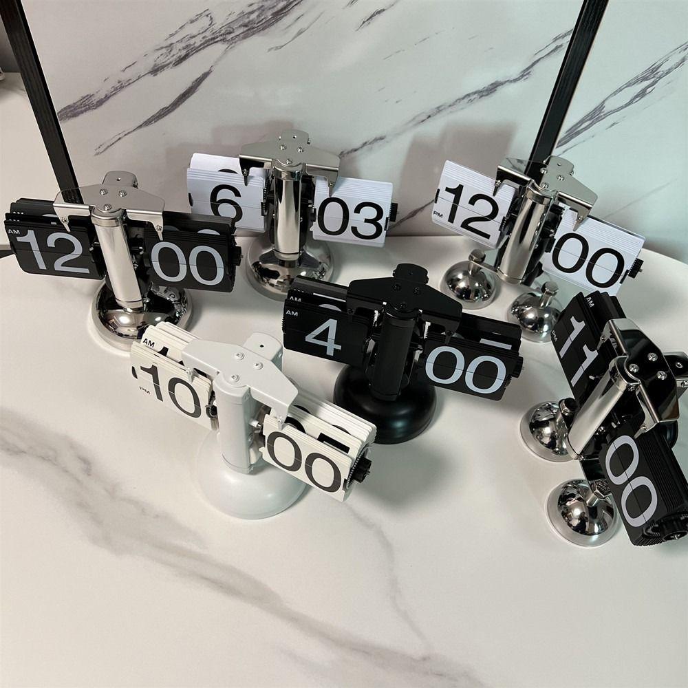 Internal Gear Operated Quartz Time Clocks Quartz Movement Metal Desk Flipping Clock  Bedroom