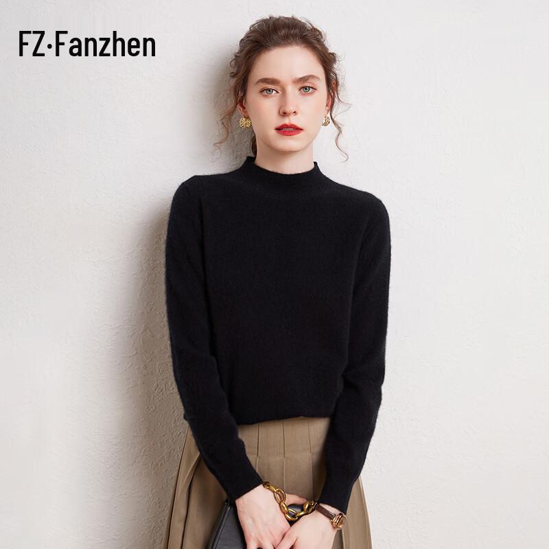 Fanzhen Women's 100% Cashmere Mock Neck Sweater