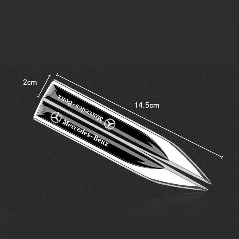 2pcs 3D Metal Car Fender Side Wing Emblem Badge Sticker For Mercedes Benz New B/C/E Class A Class C200L GLC GLK New CLA GLA OX0