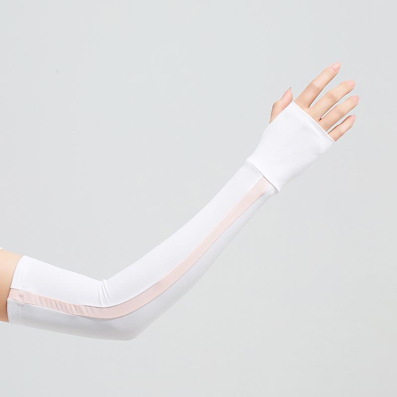 Sonnenschutz Eisärmel Damen Sommer UV-Schutz Eisseide Kühl Farbblockiert Outdoor Radfahren Armschutz Sonnenhandschuhe