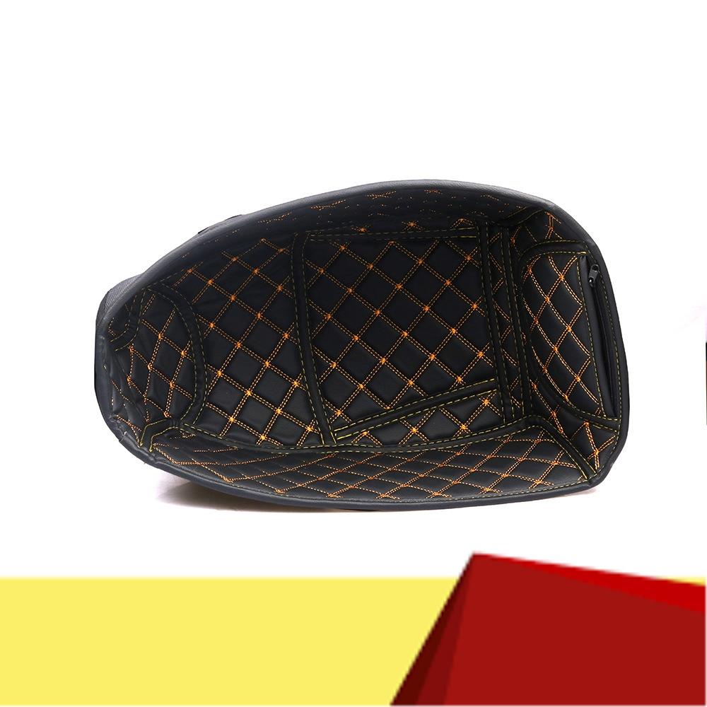 

Motorcycle PU Leather Rear Trunk Cargo Liner Protector Motorcycle Seat Bucket Pad For Yamaha NMAX 155-M53K black yellow line