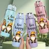 1PC Bee Happy Gnome Art 750ml Color Plastic Sports Water Bottle Leakproof Flip Straw Lid Suitable for Sports Office Home Use